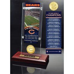 Chicago Bears Super Bowl Champions Ticket & Bronze Coin Acrylic Desk Top