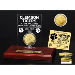 Clemson Tigers 3-Time National Champions Gold Coin Etched Acrylic