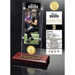 Drew Brees Ticket & Bronze Coin Acrylic Desk Top