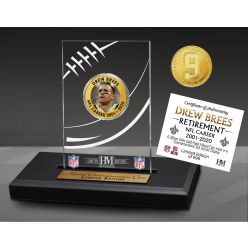 Drew Brees NFL Career Acrylic Gold Coin