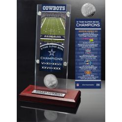 Dallas Cowboys 5-Time Super Bowl Champions Ticket & Minted Coin Acrylic Desk Top