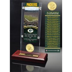 Green Bay Packers 4-Time Super Bowl Champions Ticket & Bronze Coin Acrylic Desk Top