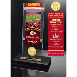 Kansas City Chiefs 2x Champions Ticket & Bronze Coin Acrylic Desk Top