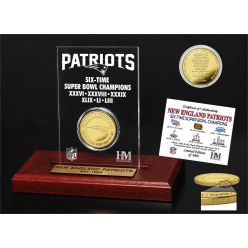 New England Patriots 6-Time Super Bowl Champions Gold Coin Etched Acrylic