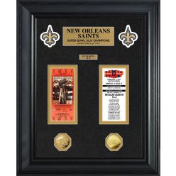 New Orleans Saints Super Bowl Ticket and Game Coin Collection Framed