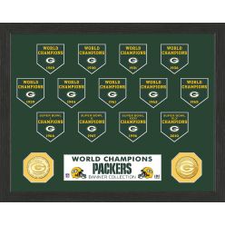 Green Bay Packers 13-Time World Champions Banner Bronze Coin Photo Mint