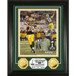 Aaron Rodgers Super Bowl XLV MVP 24KT Gold Coin Photo Mint