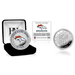 Denver Broncos Personalized Name Silver Plated Color Coin