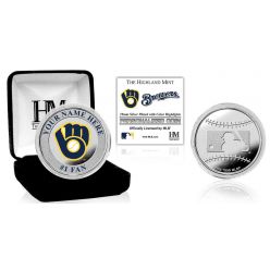 Milwaukee Brewers Personalized Name Silver Plated Color Coin