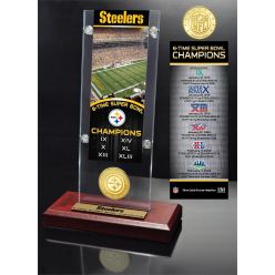 Pittsburgh Steelers 6-Time Super Bowl Champions Ticket & Bronze Coin Acrylic Desk Top