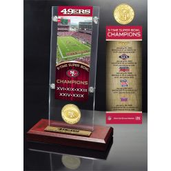 San Francisco 49ers 5-Time Super Bowl Champions Ticket & Bronze Coin Acrylic Desk Top